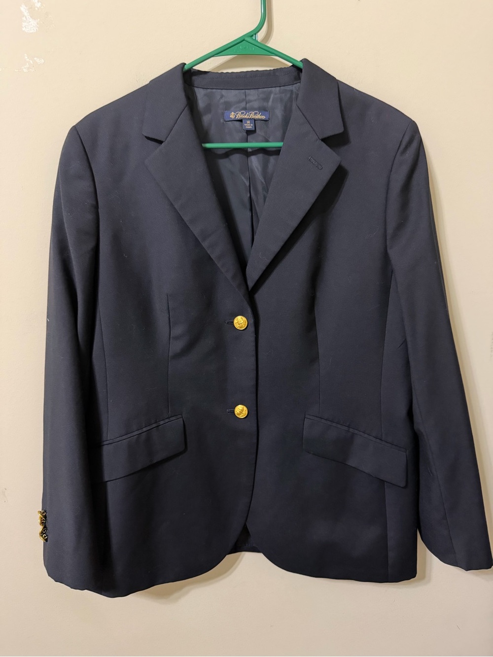 Brooks Brothers Navy Blue Women's Blazer with Gold Buttons